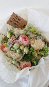 Blush pink, and cream garden rose bridal bouquet