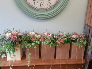 Pink, peach and blush rose bridal bouquets
