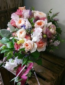 Handtied mixed flower bridal bouquet