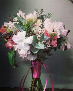 Handtied mixed flower bridesmaid bouquet
