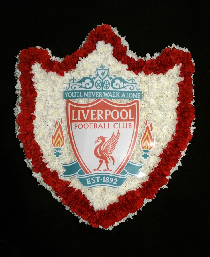 Bespoke football shield funeral tribute