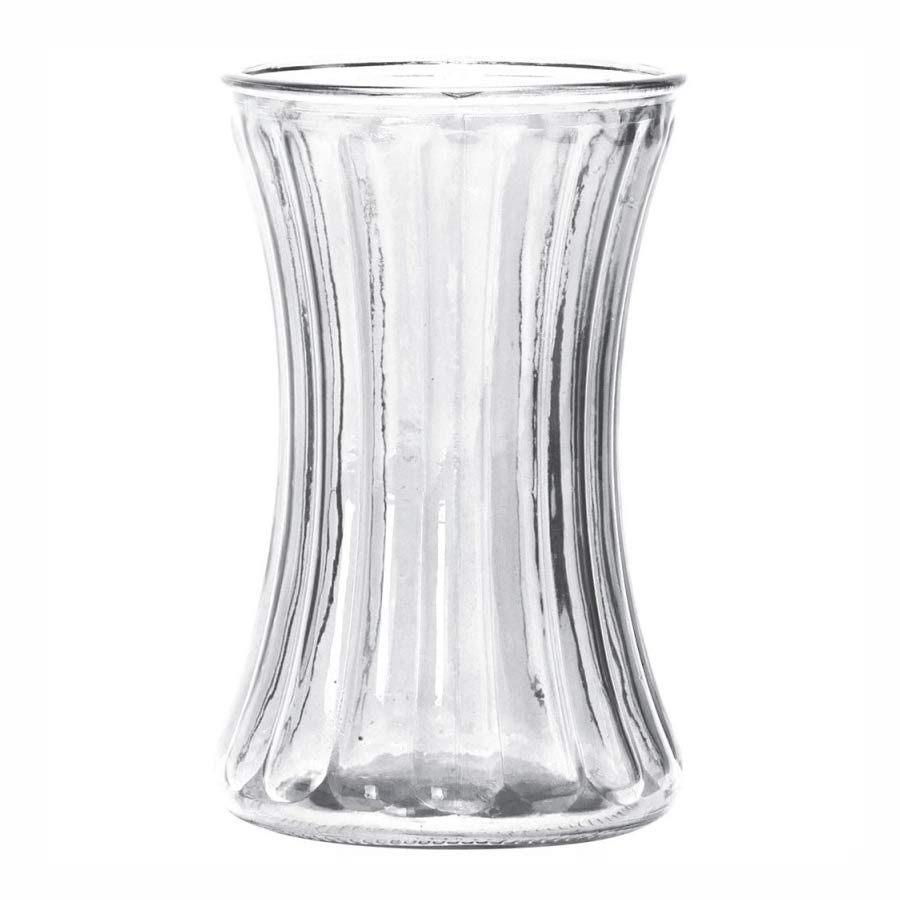 Ribbed glass vase